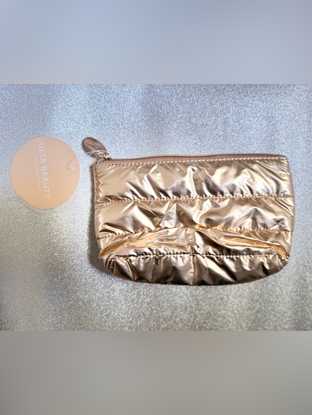 Ulta Beauty Metallic Gold Quilted Cosmetic Pouch